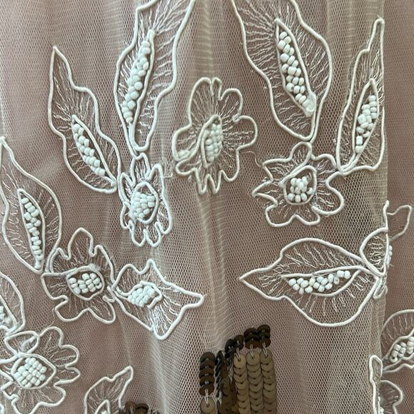 Tintoretto Embellished Cocktail Dress US 8 | Blush Sequin Fairycore Floral Mesh - Picture 9 of 11